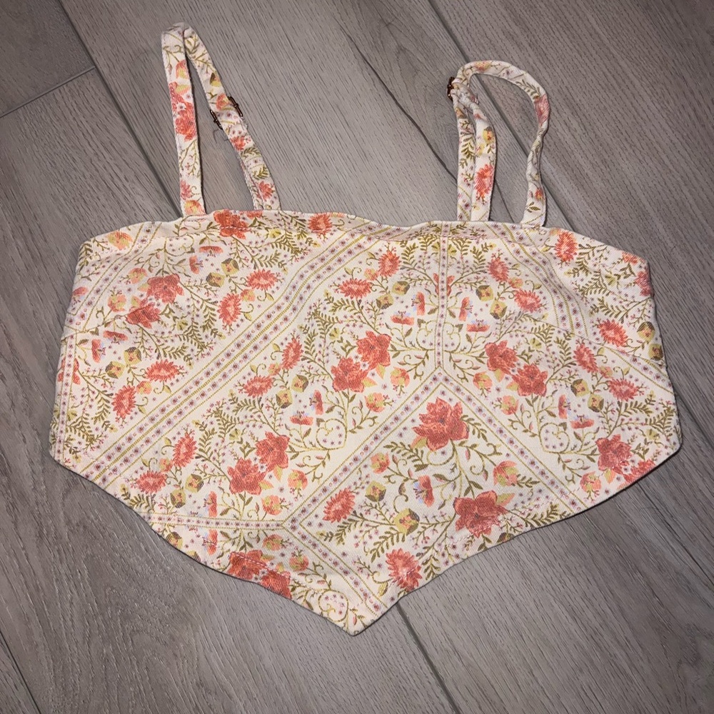 Show Me Your MuMu Floral Crop Top - Pink and Green